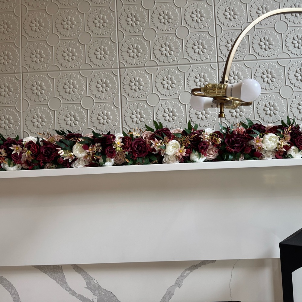 Floral Garland with Burgundy and Cream Roses